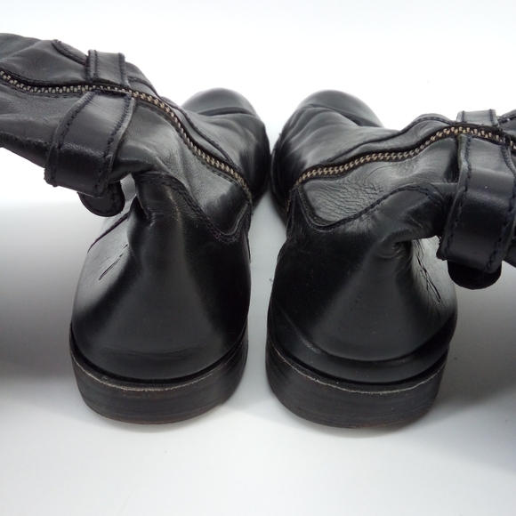 FRYE Riding Boots Leather Black Zipper Silver Ring 77215 Made in Mexico 6 B - Picture 3 of 13
